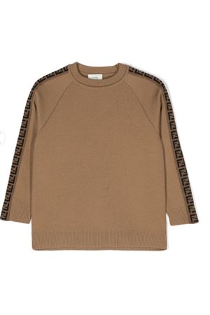 pullover in lana marrone FENDI KIDS | JUG003AMHJF1KE2